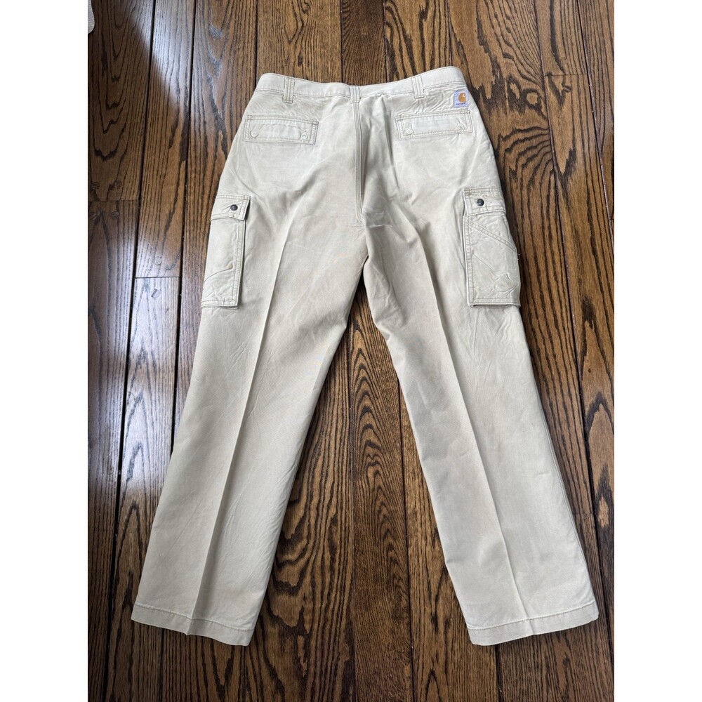 Carhartt Men’s Relaxed Fit Cargo Work Pants Size 42x32 Tan Cotton - Picture 2 of 10